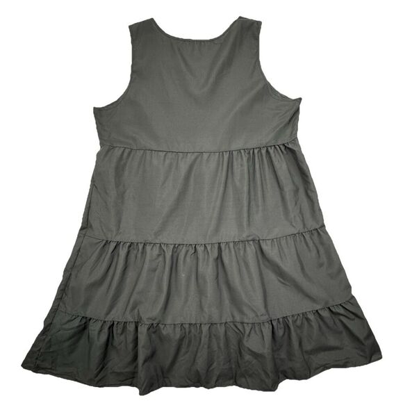 Black Dress Solid Sleeveless Size 3X Lightweight Tiered Side Zipper - Picture 4 of 8